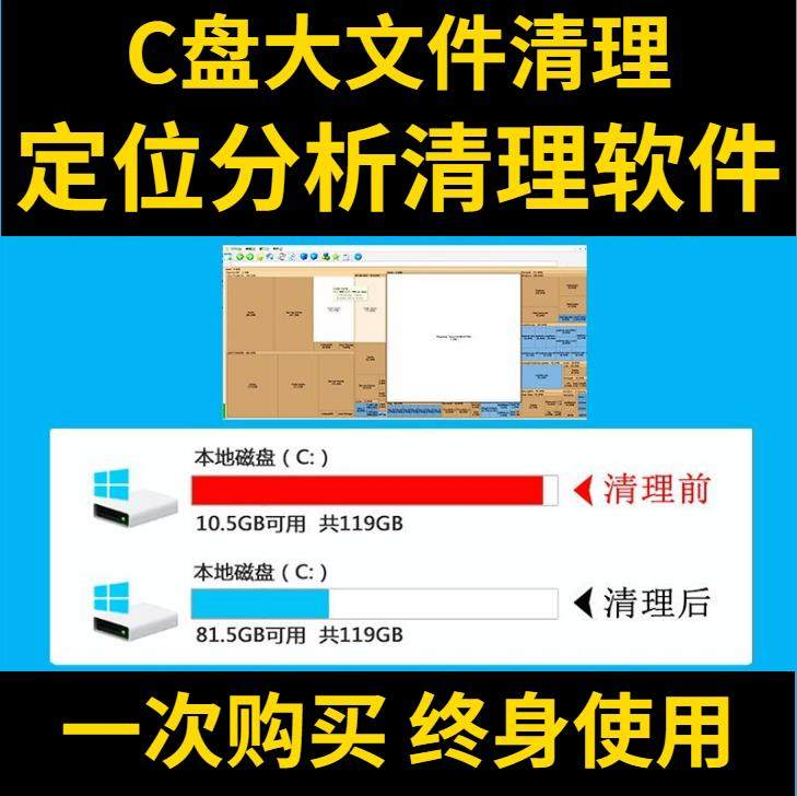 C盘清理电脑系统盘磁盘硬盘垃圾清理工具软件大文件系统软件D瘦身-黄师爷营销圈