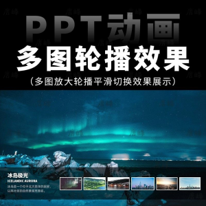 高级感7张多图放大轮播平滑切换效果排版展示动画动态ppt模板素材-黄师爷营销圈