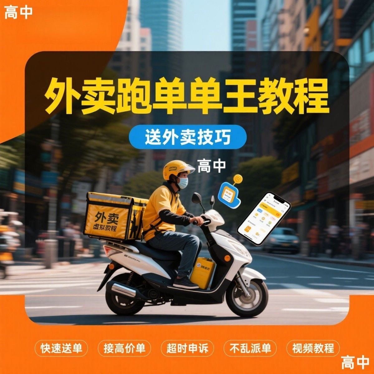 外卖员跑外卖教程抢单王教程送外卖技巧视频教程讲解高中课程-黄师爷营销圈