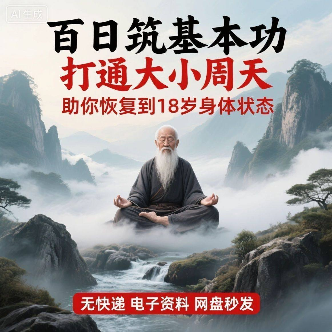 百日筑基功打通大小周天电子版视频课程动功通脉秘传心法打坐讲解-黄师爷营销圈