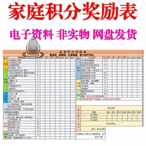 B267家庭积分奖励儿童惩罚积分表小学生儿童自律表可打印电子模板-黄师爷营销圈