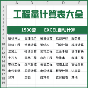 工程量计算表格软件大全钢结构土建安装路桥市政装修建筑预算造价-黄师爷营销圈