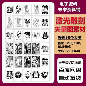 激光雕刻打刻机素材大全刻字图案模板集合plt格式CDR矢量设计文件-黄师爷营销圈