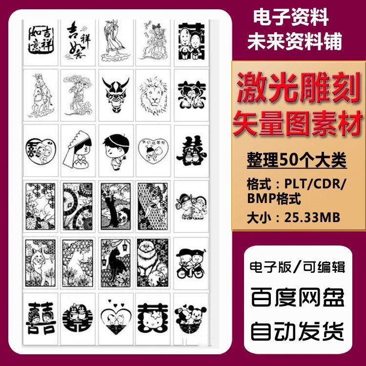 激光雕刻打刻机素材大全刻字图案模板集合plt格式CDR矢量设计文件-黄师爷营销圈