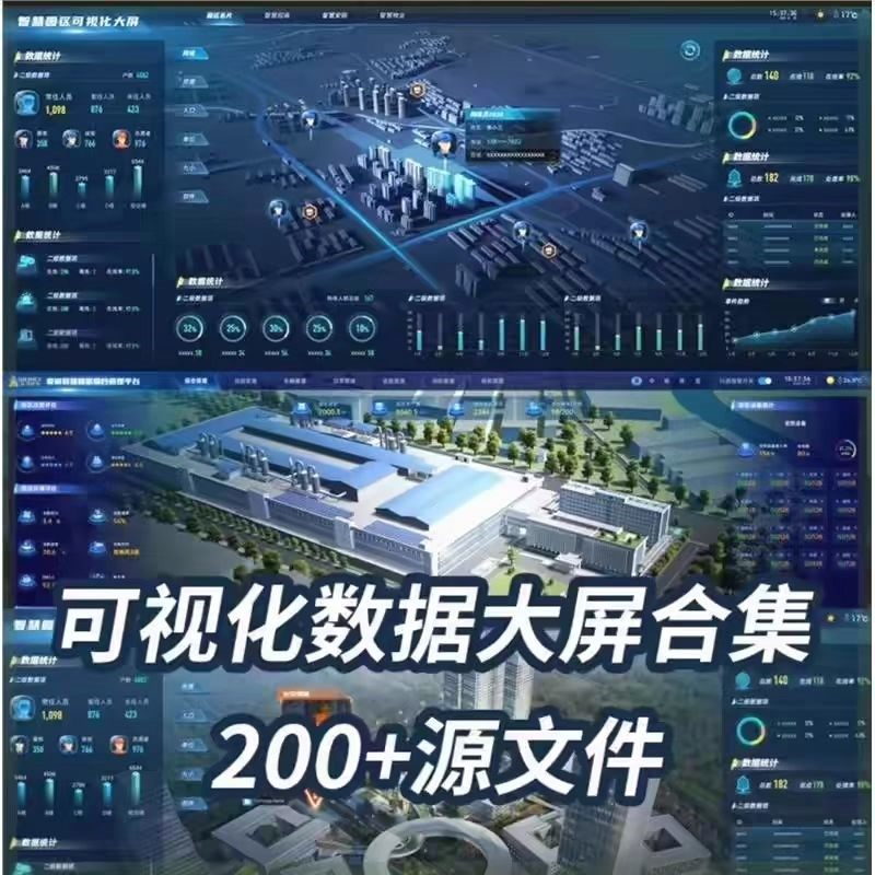 可视化数据大屏设计模板蓝色科技数字孪生设计素材UI界面PSD文件-黄师爷营销圈
